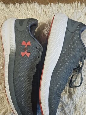 Under Armour Men's Gray Running Shoes with Coral Logo- Runs Small